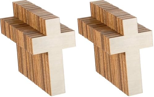 meekoo 36 Pieces Blank Wood Cutouts Unfinished Cross Shaped Wooden Pieces for DIY Arts Craft Project, Decoration, Gift Tags (Pack of 2)