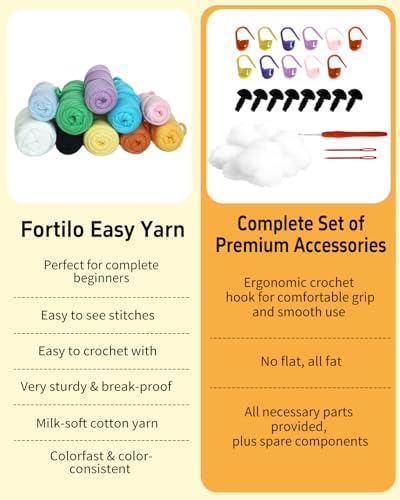 Fortilo Crochet Kit for Beginners 6PCS Animals Bookmarks
