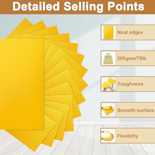 Silunkia 40 Sheets Yellow Cardstock 8.5 x 11 Crafts Paper 75lb