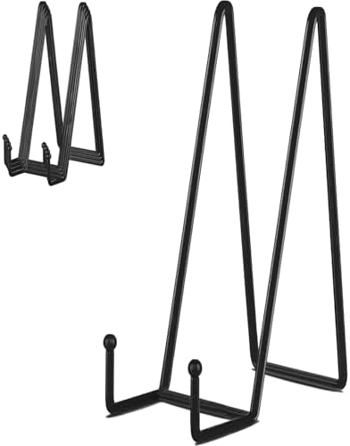 IBosins 5-Pack 16-Inch Plate Holder Display Stands Black Metal Frame Stand