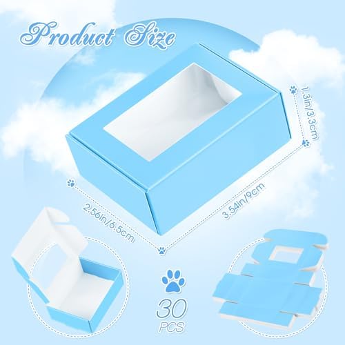 Zonon 30 Pcs Mini Kraft Soap Boxes with Window Homemade,Blue