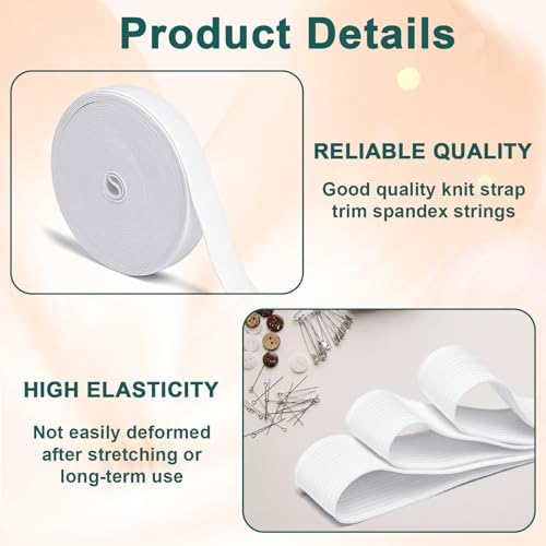 Airisoer Elastic Bands for Sewing 3/4 Inch x 32 Yards, White