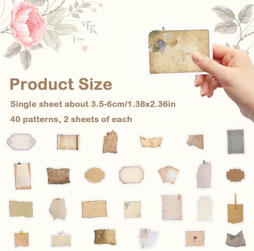 TIESOME Vintage Scrapbook Paper Stickers, 80 Pcs Scrapbooking Sticker Book Aesthetic Junk Journal Supplies DIY Decoupage Paper Accessories Stickers Craft Kits for Album Diary Notebook Journal