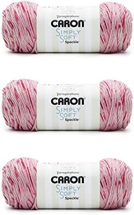 Caron Simply Soft Speckle Acrylic Yarn for Crocheting, Lipstick, 3-Pack