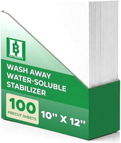 HBI Wash Away Water Soluble Stabilizer Sheets, 10 x 12 in, 100 Pack