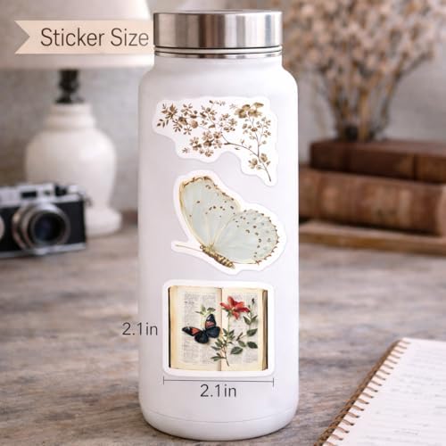Vintage Aesthetic Stickers Pack, 120PCS Scrapbook Stickers for Journaling, Floral Butterfly Retro Collage Decals for Water Bottle, Laptop, Notebook, Junk Journal, Adults Teens