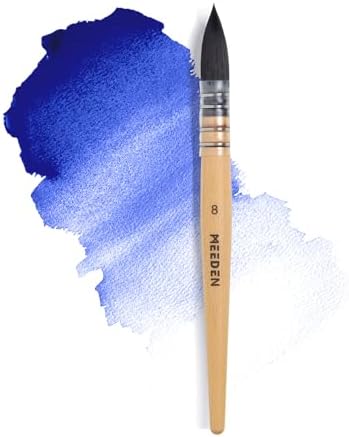 MEEDEN Watercolor Brushes Professional - Synthetic Squirrel Hair Artist Paint Brushes Set with Beech Wood Handle Great for Artists Hobbyists Size 8