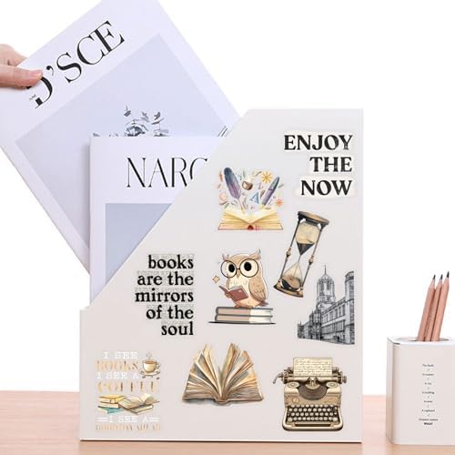 50 PCS Retro Reading Stickers for Scrapbooking Journaling Junk Journal Scrapbook Supplies - Waterproof Transparent PET Aesthetic Decals for Resin Crafts Decorative Art Crafts (Retro-1)