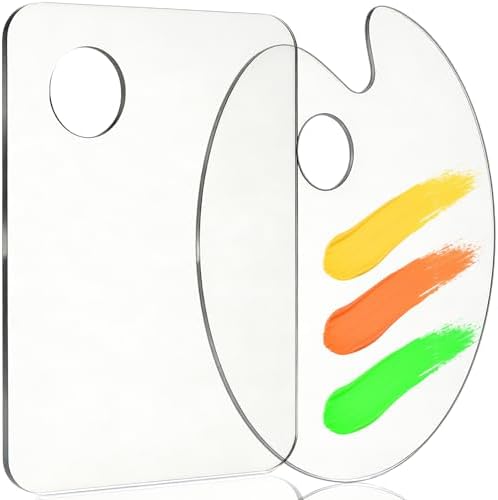 Hulameda 2Pcs Acrylic Clear Paint Palette with Thumb Hole,11.8 x 7.9In