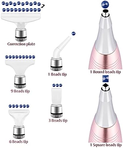 benote Diamond Art Painting Pen Accessories Tools, Metal Square and Round Tips Ergonomic Diamond Drill Pen Screw In Tip Multi Replacement Pen Heads for DP Cross Stitch - Rose Gold