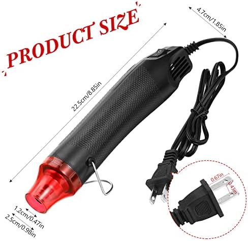 3 Pcs Heat Gun for Crafts Mini Portable Handheld Hot Air Gun for DIY Crafts Embossing Epoxy Resin Shrink Wrapping Vinyl Wrap Drying Paint Clay Cup Turner Candle Making, 300w, Black