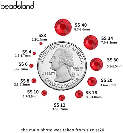 Beadsland Hotfix Rhinestones Bulk, 14400pcs Red Hot Fix Rhinestones for Crafts Clothes DIY Decoration, Light Siam, SS16, 3.8-4.0mm