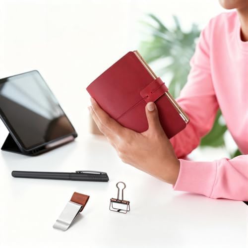 Thenshop Leather Travel Notebook 3 Inserts,Wine Red,Passport Size