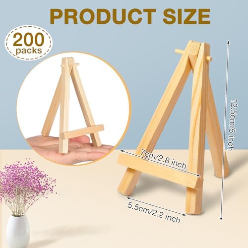 Mimorou 100 Pieces Mini Wooden Easel Stands Tripod Display Tabletop,5 Inch
