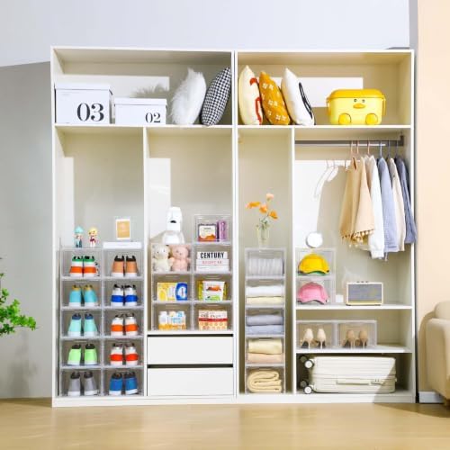 10 Pack Clear Storage Bins with Lids, 19 Qt Closet Organizers and Storage