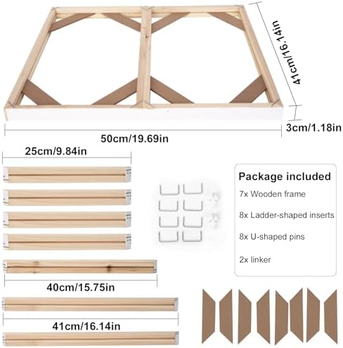 EFOTIML DIY Solid Wood Canvas Frame Kit 16X20'' for Paint by Number&Oil Painting&Diamond Painting by Number Wooden Art Frames