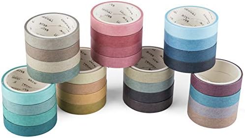 YUBBAEX Natural Color Washi Tape Set 28 Rolls Decorative Tapes for DIY Crafts, Journals, Planners, Scrapbooking, Wrapping (Morandi 28 Rolls)