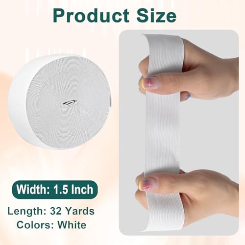 Airisoer Elastic Bands for Sewing 1.5 Inch x 32 Yards, White