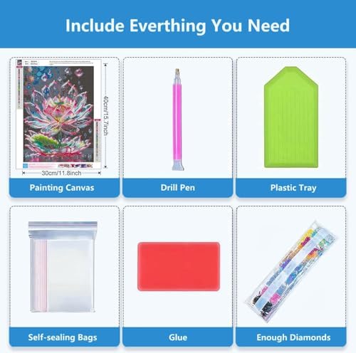 Axquilon Lotus Diamond Art Kits for Adults 12x16inch