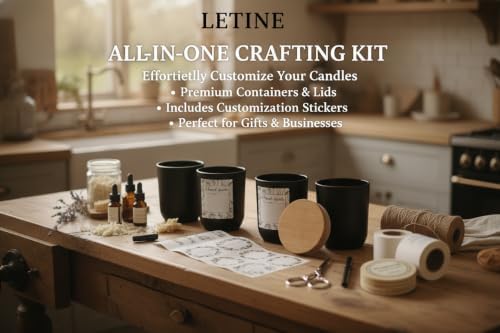 LETINE Matte Black Glass Candle Jars with Lids - 12 Pack, 8 oz Each, Perfect for DIY Candle Making & Storage