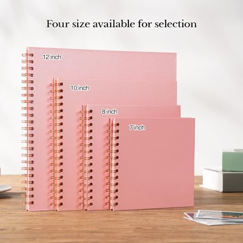 potricher 10 x 10 Inch DIY Scrapbook Photo Album 40 Pages, Pink | Thick Kraft Paper Scrap Book Photo Albums, Memory Book for Wedding, Anniversary, Baby, Family, Travel, DIY Projects