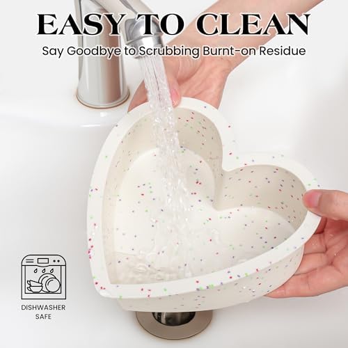 10 Inch Heart Shaped Silicone Cake Pans, Cream, Set of 3