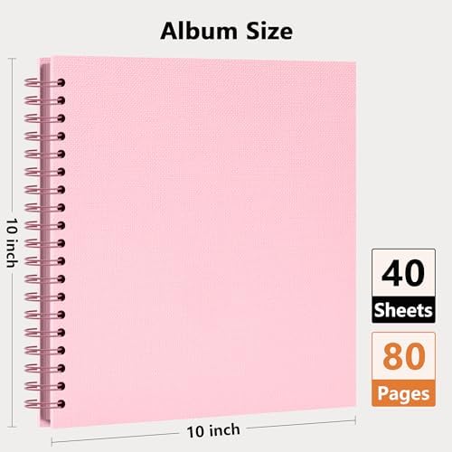 Vienrose Scrapbook Album,80 Pages,10x10 Inch,Candy Pink