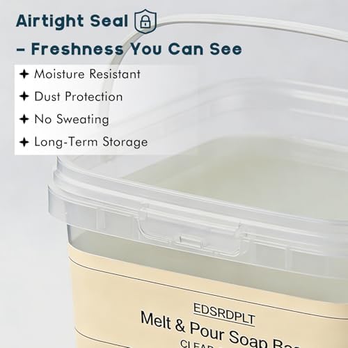 8lb Clear Glycerin Soap Base in Bucket - Airtight Resealable Lid, Moisture Proof, Premium Glycerin Melt and Pour for DIY Soap Making Supplies (Transparent, 8 Pound)