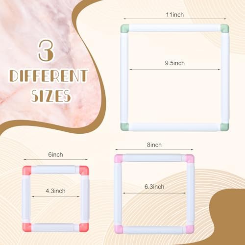 Janinka 3 Pcs Embroidery Hoop Cross Stitch Frames and Hoops, Mixing Colors