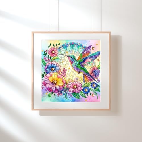 Bloomthread Hummingbird Diamond Painting Kits for Adults – Partial Drill Diamond Art Painting Kits for Holiday Gifts and Home Decor 12x12 Inches (Hummingbird)