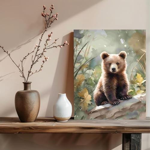 xcemhil Bear Paint by Numbers Kit for Adults, Paint by Number Animals, Bear Paint by Numbers Kit for Adults Beginner for Gift and Home Wall Decor 16x20 Inch