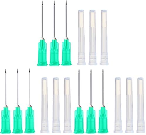 300 Pack 21Ga 1 Inch Sterile Disposable Injection Needle with Cap for Scientific and Industrial Dispensing Needl Accessories (21Ga)