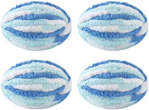 Chunky Yarn for Hand Knitting, No7 Thick Yarn, 250Grams 32Yards, Pack of 4, Perfect for Knitters and Crafters (Fresh Blue)