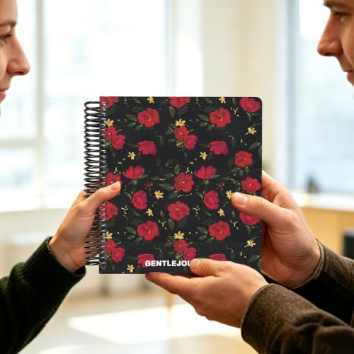 Hardcover Sketchbook,7.2"x8.3"Spiral Bound Drawing Pad, Noir Scarlet Flower
