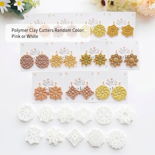 Xaekicr 11 Pcs Mandala Polymer Clay Cutters - Geometric Flower & Boho Shape Jewelry Making Tools for Earrings, Pendants & DIY Crafts, Soft Clay Molds