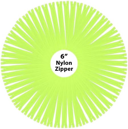 Mandala Crafts 100 PCs Lime Green Closed-End 6 in Nylon Zippers for Sewing