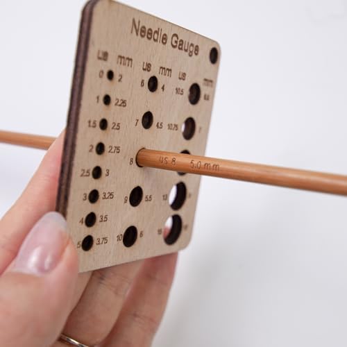 Wood Knitting Gauge Rulers 3 Set Wood Knitting Guage with Yarn Cutter for Sewing Knitting Crafts