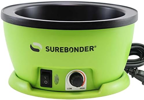 Surebonder 803 Electric Hot Glue Skillet, Adjustable Temperature 225-400°F, 5.25-Inch Diameter, 1-Inch Depth, Dip Crafts Directly Into Pot of Hot Glue, Green and Black