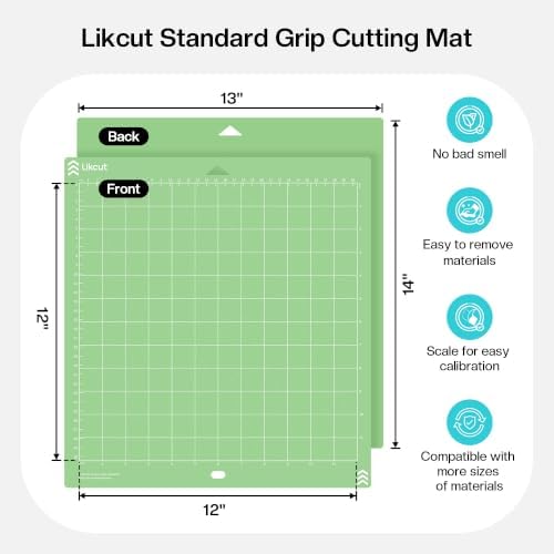 Likcut Cutting Mat 12"x12" for S31 Vinyl Cutter Machine - Standard Adhesive Mat Compatible with Cricut Maker, 3 Pack