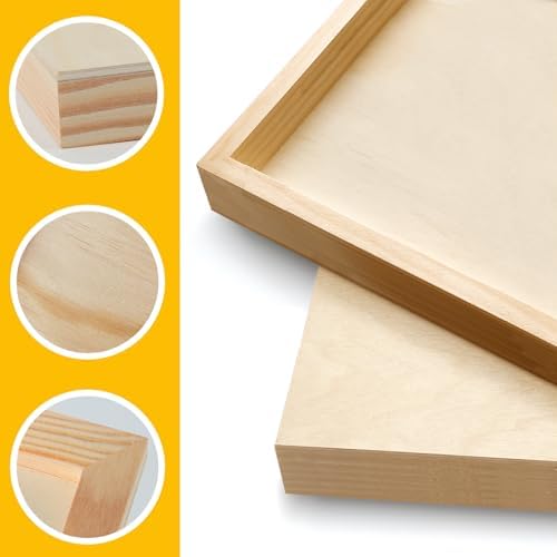 Falling in Art 2 Pack 8x8'' Unfinished Gallery Birch Wood Canvas Panels | Birch Wood Panels Kit, 1 1/2" Deep Art Cradle Boards for Painting, Pouring, Burning,Epoxy Resin, Laser Engraving Cutting