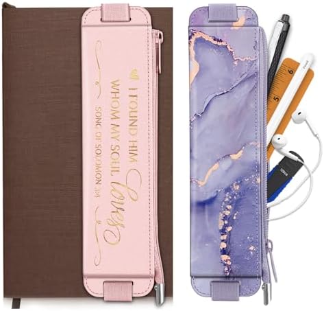 FINPAC 2-Pack Elastic Pen Holder for Notebook Leather Pen Holder