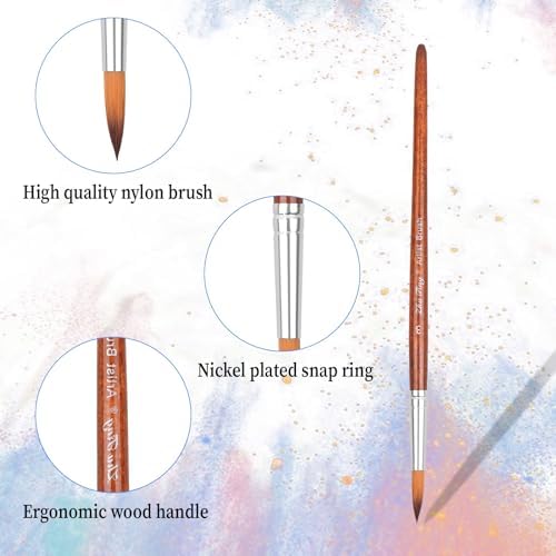 12pcs Round Watercolor Brushes for Acrylic Painting Round Pointed Paint Brushes Round Tipped Face Paint Brush Professional Oil Paintbrushes for Body Rock Miniature Model Artist Painting