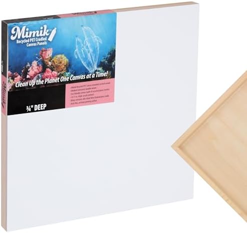 Creative Mark Mimik Recycled PET Cradled Canvas Panel 3/4" Depth - 16X20 Single Canvas - Medium-Textured Painting Board for Eco-Conscious Artists, 14.11 oz Triple-Acrylic-Primed Weight Mounted Canvas
