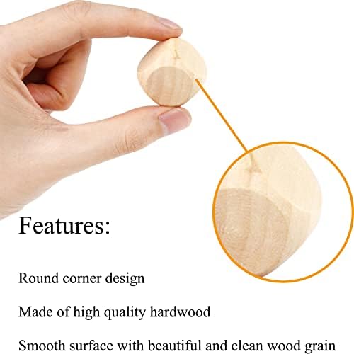 Blank Wooden Dice 1 inch 30PCS Unfinished Square Blocks 25mm Small Wood Cubes with Rounded Corners for DIY Craft Projects