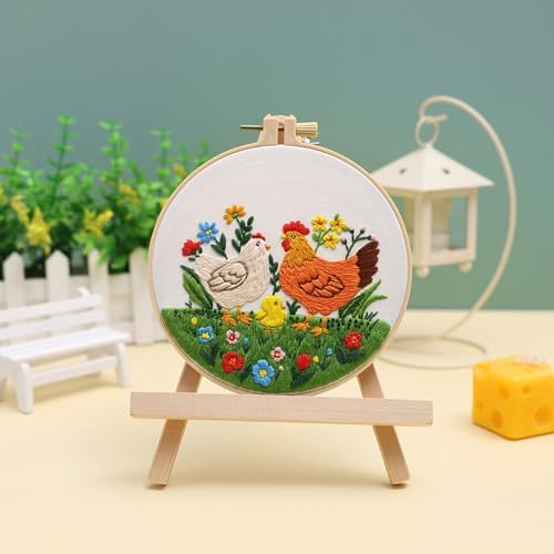 Louise Maelys 3 Packs Farm Animals Embroidery Kit for Beginners Gift