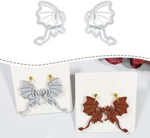 Xaekicr Polymer Clay Cutters Dragon Set – 2PCS Fantasy Dragon Clay Earring Cutters for Polymer Clay Jewelry, Halloween Gothic Clay Tools and Cutters for Cosplay and DIY Crafts