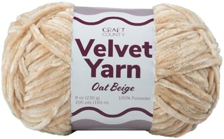 Craft County Bulky 5 Velvet Yarn – Super Soft Polyester Yarn for Blankets, Home Décor, and More!