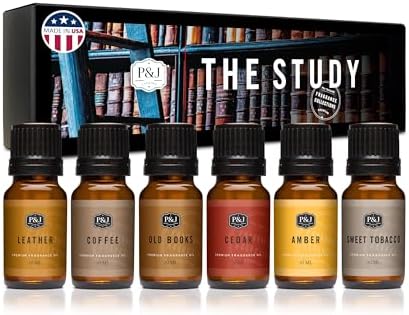 P&J Trading Fragrance Oil The Study Set | Leather, Coffee, Old Books, Cedar, Amber, Sweet Tobacco Candle Scents for Candle Making, Freshie, Soap Making Supplies, Diffuser Oil Scents
