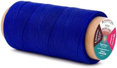Mandala Crafts 130M 0.55mm Royal Blue Round Waxed Thread for Leather Sewing