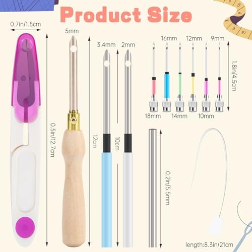 AUGSUN 13Pcs Punch Needle Kit for Craft Beginner Punch Embroidery Kit